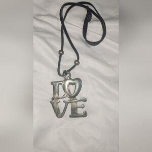 LOVE ❤️ Heart Pendant Necklace Robert Indiana 1964 Variation Untested Metal 15”L